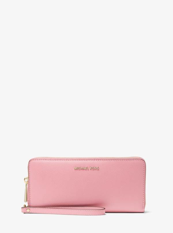 Damske Penazenky Michael Kors Crossgrain Leather Continental Wristlet Ruzove - Doplnky Michael Kors Nejlevnejsi | LHUYN-3582
